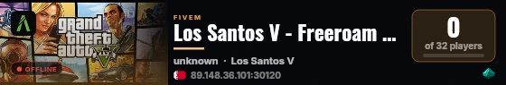 Los Santos V - Freeroam / Deathmatch Server live status badge