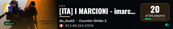 [ITA] I MARCIONI - imarcioni.altervista.org - Server CS2 live status badge