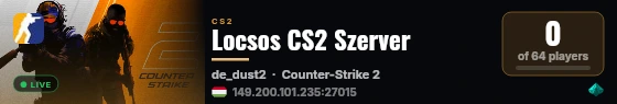 Locsos CS2 Szerver live status badge