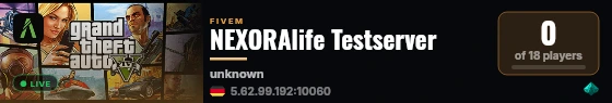 NEXORAlife Testserver live status badge