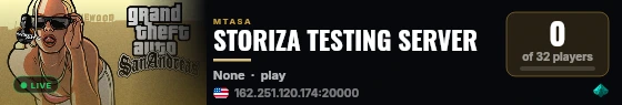 STORIZA TESTING SERVER live status badge