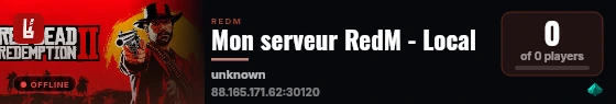 Mon serveur RedM - Local live status badge