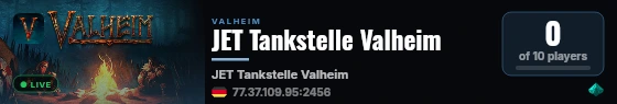 JET Tankstelle Valheim live status badge