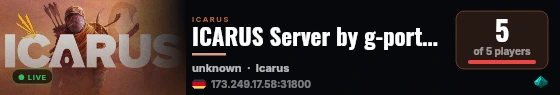 ICARUS Server by g-portal.com live status badge
