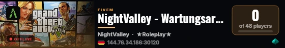 NightValley - Wartungsarbeiten live status badge