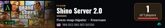 Shino Server 2.0 live status badge