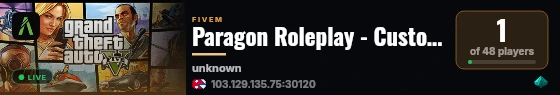 Paragon Roleplay - Custom Server live status badge