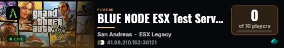 BLUE NODE ESX Test Server live status badge