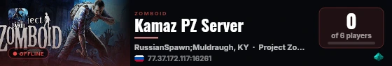 Kamaz PZ Server live status badge