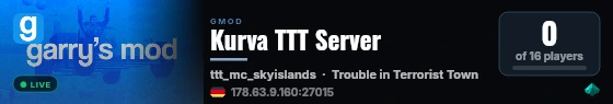 Kurva TTT Server live status badge