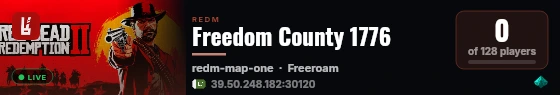 Freedom County 1776 live status badge