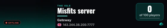 Misfits server live status badge