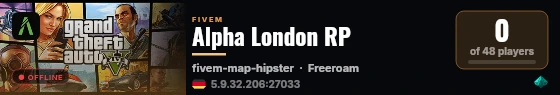 Alpha London RP live status badge