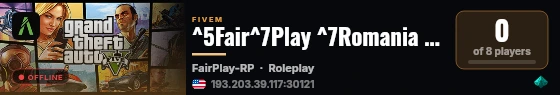FairPlay Romania Roleplay - Dev Server live status badge