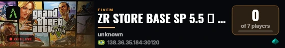 ZR STORE BASE SP 5.5 🛒 | ^3SEM WL | ^4☠FAVELAS | ^8🌈LGBTQ+ | ^https://discord.gg/zrstore 💎 live status badge