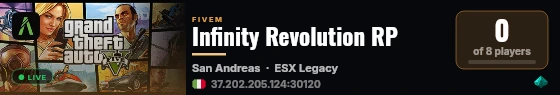Infinity Revolution RP live status badge