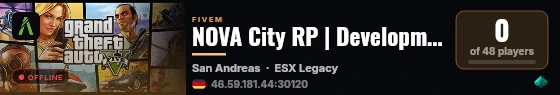 NOVA City RP | Development live status badge