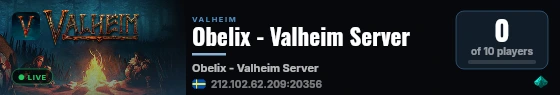 Obelix - Valheim Server live status badge