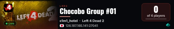 Chocobo Group #01 live status badge