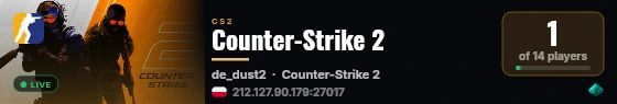 Counter-Strike 2 live status badge