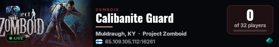 Calibanite Guard live status badge