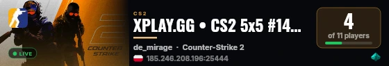 XPLAY.GG • CS2 5x5 #140 • [PL] live status badge