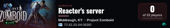 Reactor's server live status badge