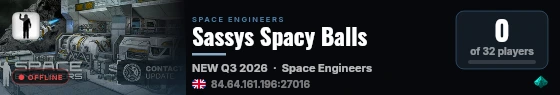 Sassys Spacy Balls live status badge