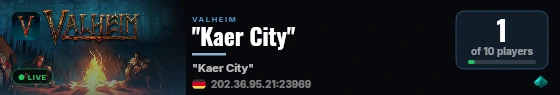 "Kaer City" live status badge