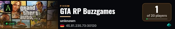 GTA RP Buzzgames live status badge