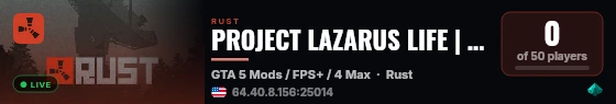 PROJECT LAZARUS LIFE | REVAMP IN PROGRESS | REOPENING SOON live status badge