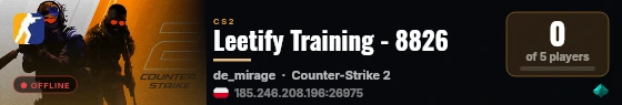 Leetify Training - 8826 live status badge