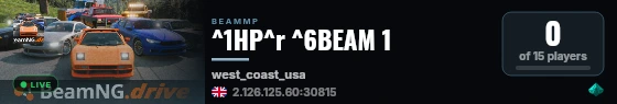 ^1HP^r ^6BEAM 1 live status badge