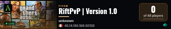 RiftPvP | Version 1.0 live status badge