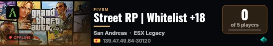 Street RP | Whitelist +18 live status badge