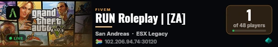 RUN Roleplay | [ZA] live status badge