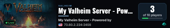 My Valheim Server - Powered by AMP live status badge