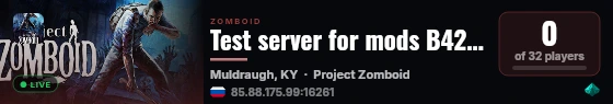 Test server for mods B42 MOO live status badge