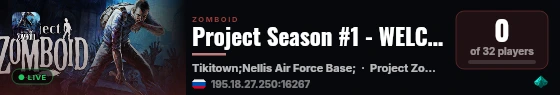 Project Season #1 - WELCOME [LOW RP] [RUS] live status badge