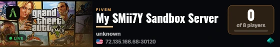 My SMii7Y Sandbox Server live status badge
