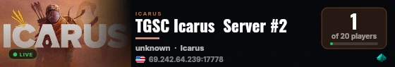 TGSC Icarus  Server #2 live status badge