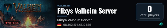Flixys Valheim Server live status badge