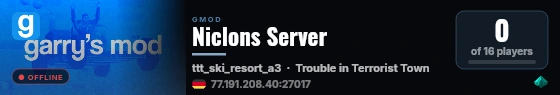 Niclons Server live status badge