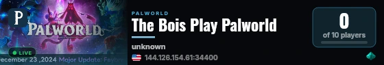 The Bois Play Palworld live status badge
