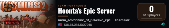 Hoonta's Epic Server live status badge