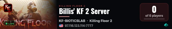 Billis' KF 2 Server live status badge