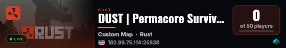 DUST | Permacore Survival live status badge