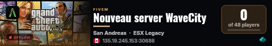 Nouveau server WaveCity live status badge