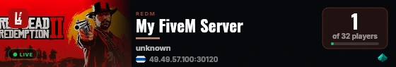 My FiveM Server live status badge