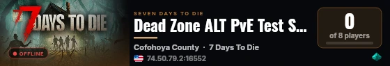 Dead Zone ALT PvE Test Server live status badge